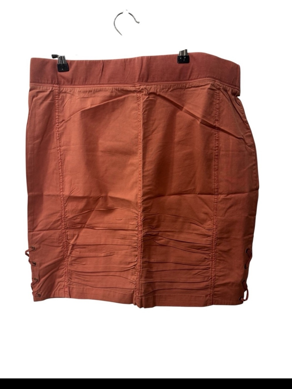 NWT rust orange XCVI Wearables shirred cargo mini skirt size XL
